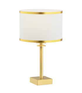 Abbano Table Lamp With Round Shade Cream With Gold Strip Brushed Brass-1