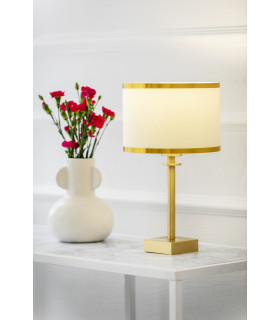 Abbano Wall Lamp With Shade Cream With Gold Strip Brushed Brass-2