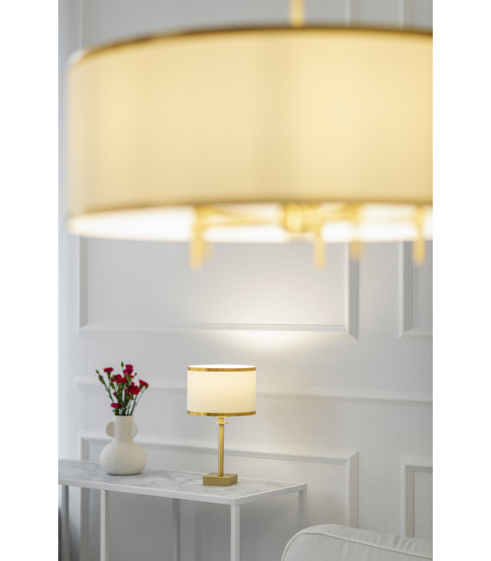 Abbano Wall Lamp With Shade Cream With Gold Strip Brushed Brass-5