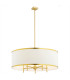 Abbano Cylindrical Pendant Ceiling 5 Light Cream With Gold Strip Brushed Brass-1