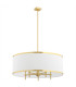 Abbano Cylindrical Pendant Ceiling 5 Light Cream With Gold Strip Brushed Brass-3