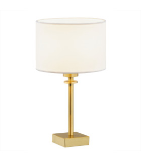 Abbano Table Lamp With Round Shade White Brushed Brass-1