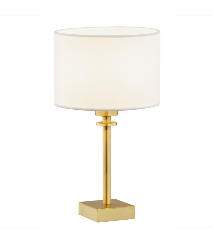 Abbano Table Lamp With Round Shade White Brushed Brass-1