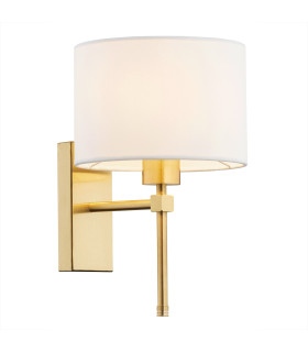Abbano Wall Lamp With Shade White Brushed Brass-1