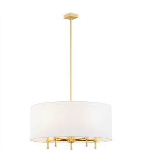 Abbano Cylindrical Pendant Ceiling 5 Light White Brushed Brass-1