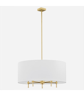 Abbano Cylindrical Pendant Ceiling 5 Light White Brushed Brass-2