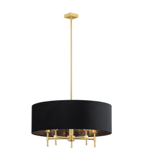 Abbano Cylindrical Pendant Ceiling 5 Light Black Brushed Brass-1