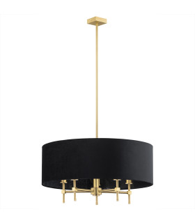 Abbano Cylindrical Pendant Ceiling 5 Light Black Brushed Brass-2