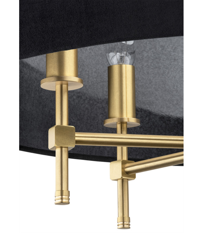 Abbano Cylindrical Pendant Ceiling 5 Light Black Brushed Brass-3