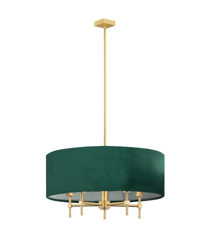Abbano Cylindrical Pendant Ceiling 5 Light Green Brushed Brass-1