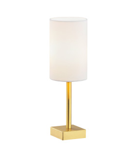 Abruzzo Table Lamp With Round Shade White Brushed Brass-1
