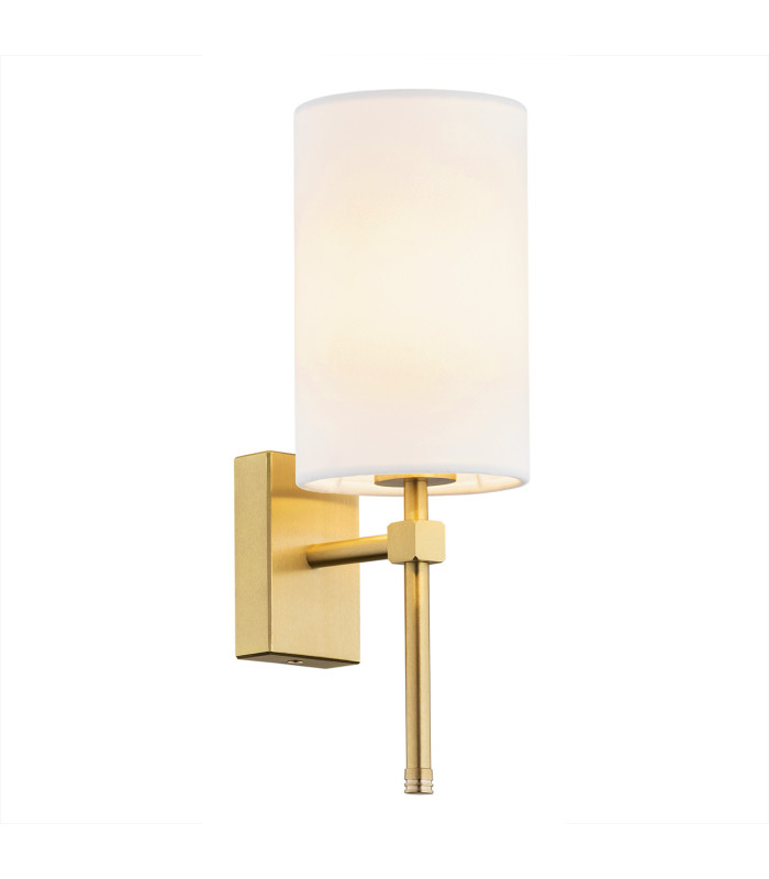 Abruzzo Wall Lamp With Shade White Brushed Brass-1