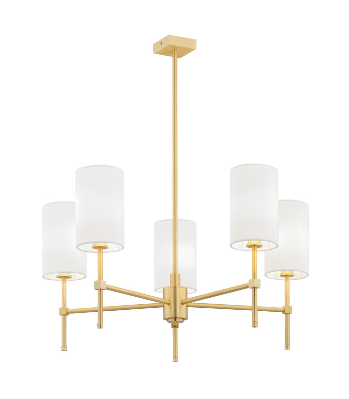 Abruzzo Multi Arm Pendant Ceiling 5 Light White Brushed Brass-1
