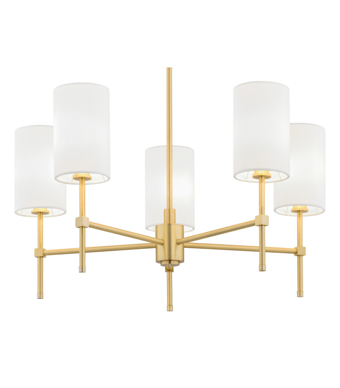 Abruzzo Multi Arm Pendant Ceiling 5 Light White Brushed Brass-2