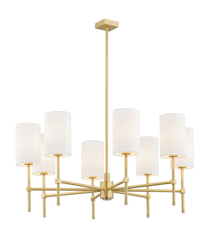 Abruzzo Multi Arm Pendant Ceiling 8 Light White Brushed Brass-1