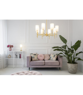 Abruzzo Multi Arm Pendant Ceiling 8 Light White Brushed Brass-2