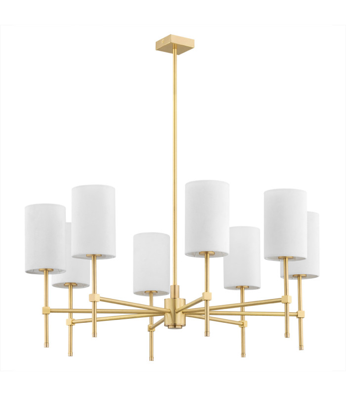 Abruzzo Multi Arm Pendant Ceiling 8 Light White Brushed Brass-3