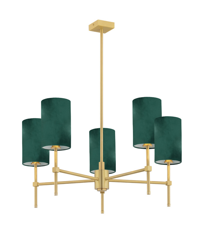 Abruzzo Multi Arm Pendant Ceiling 5 Light Green Brushed Brass-2