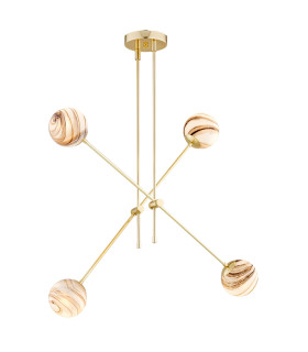 Absos Multi Arm Pendant Ceiling 4 Light White-Brown (Marble Colour) Brass-1