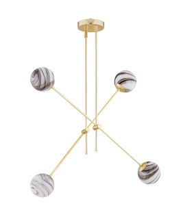 Absos Multi Arm Pendant Ceiling 4 Light White-Brown (Marble Colour) Brass-2