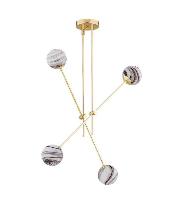 Absos Multi Arm Pendant Ceiling 4 Light White-Brown (Marble Colour) Brass-5