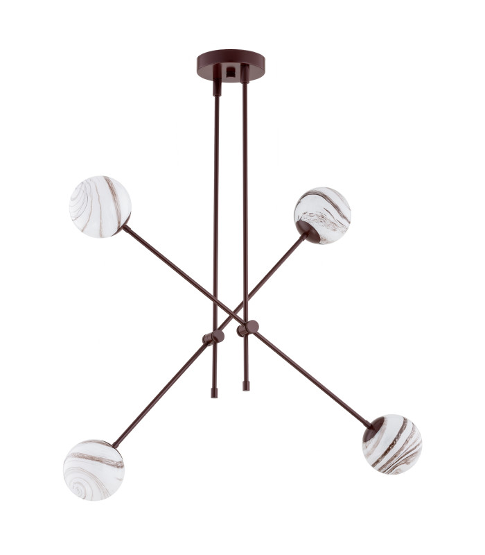 Absos Multi Arm Pendant Ceiling 4 Light White-Brown (Marble Colour) Chocolate Brown-2