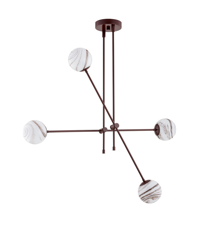 Absos Multi Arm Pendant Ceiling 4 Light White-Brown (Marble Colour) Chocolate Brown-3