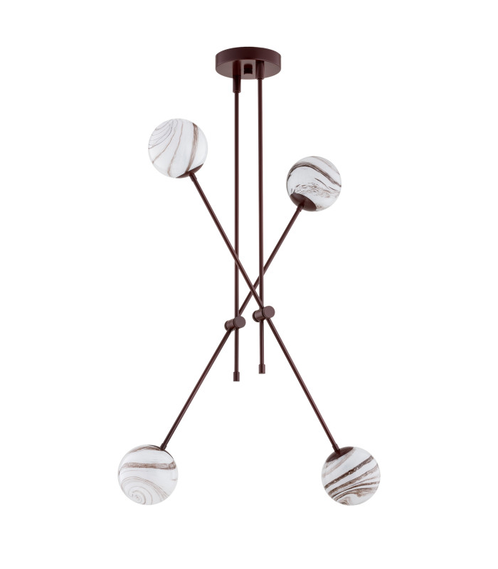 Absos Multi Arm Pendant Ceiling 4 Light White-Brown (Marble Colour) Chocolate Brown-4