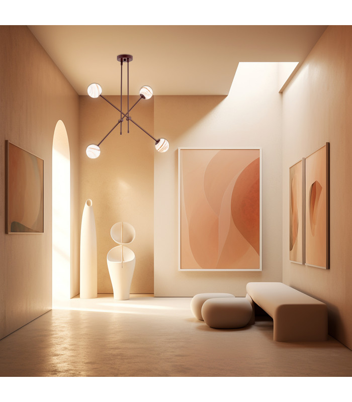 Absos Multi Arm Pendant Ceiling 4 Light White-Brown (Marble Colour) Chocolate Brown-12