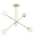 Abstract Multi Arm Pendant Ceiling 4 Light Opal Matt Brass Steel-1