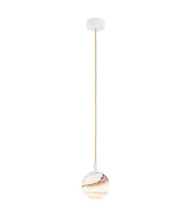 Almiros Globe Pendant Ceiling Light White-Brown (Marble Colour) Cream White Gold Wire-1