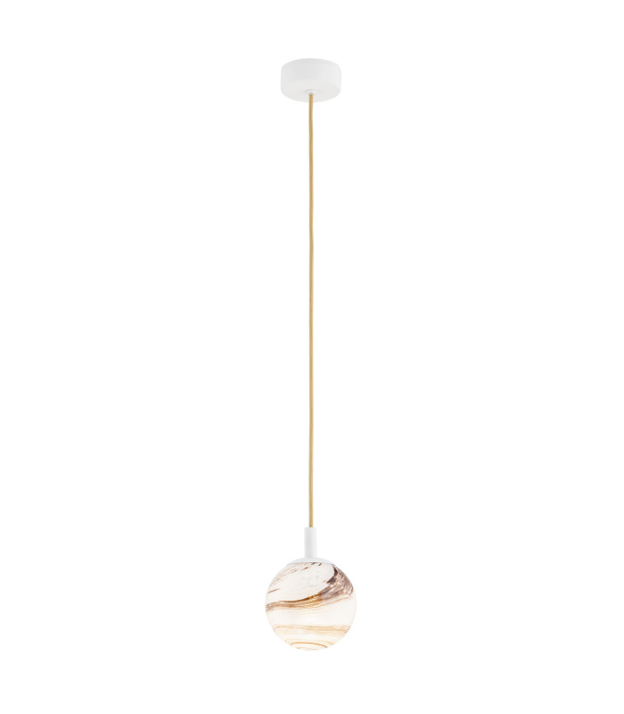 Almiros Globe Pendant Ceiling Light White-Brown (Marble Colour) Cream White Gold Wire-1
