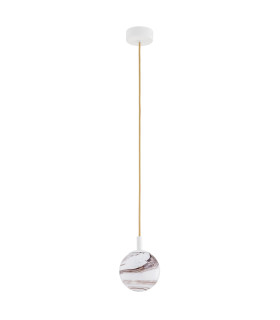 Almiros Globe Pendant Ceiling Light White-Brown (Marble Colour) Cream White Gold Wire-2