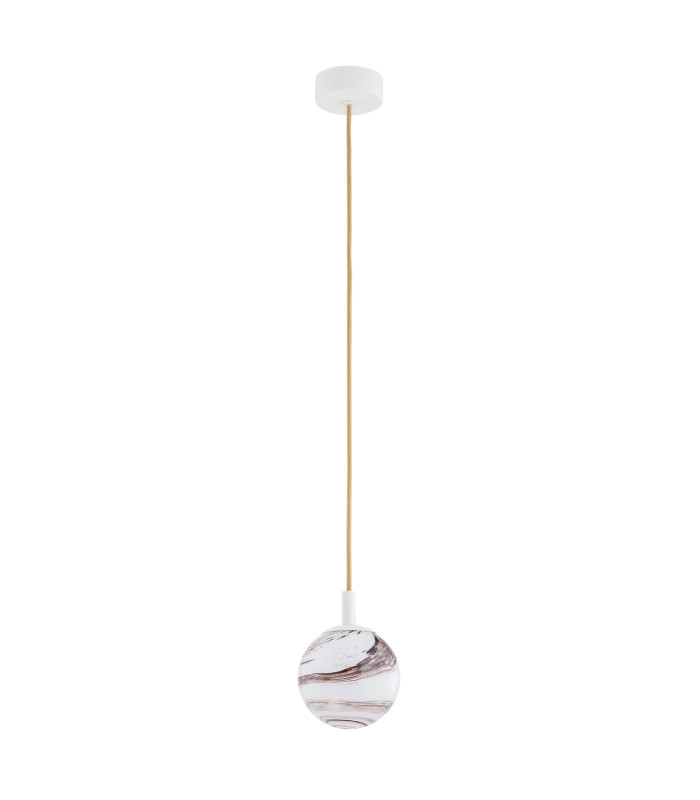 Almiros Globe Pendant Ceiling Light White-Brown (Marble Colour) Cream White Gold Wire-2