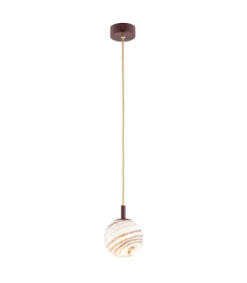 Almiros Globe Pendant Ceiling Light White-Brown (Marble Colour) Chocolate Brown Gold Wire-1