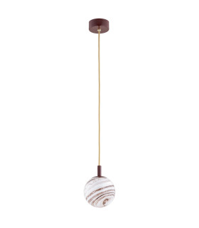 Almiros Globe Pendant Ceiling Light White-Brown (Marble Colour) Chocolate Brown Gold Wire-2