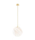 Almiros 30cm Globe Pendant Ceiling Light White-Brown (Marble Colour) Brushed Brass Gold Wire-1