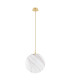 Almiros 30cm Globe Pendant Ceiling Light White-Brown (Marble Colour) Brushed Brass Gold Wire-2