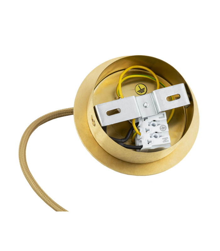 Almiros 30cm Globe Pendant Ceiling Light White-Brown (Marble Colour) Brushed Brass Gold Wire-6