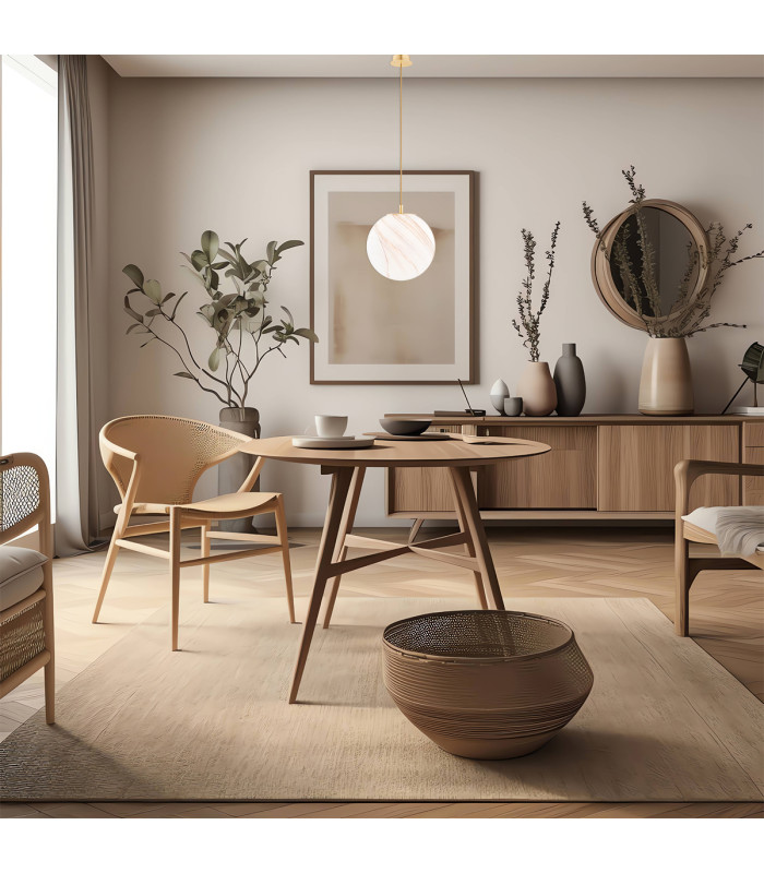 Almiros 30cm Globe Pendant Ceiling Light White-Brown (Marble Colour) Brushed Brass Gold Wire-7