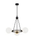 Amalfi Globe Pendant Ceiling 3 Light Opal Matt Black Structure Brass Elements-1