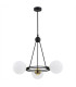 Amalfi Globe Pendant Ceiling 3 Light Opal Matt Black Structure Brass Elements-2