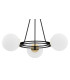 Amalfi Globe Pendant Ceiling 3 Light Opal Matt Black Structure Brass Elements-3