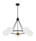Amalfi Globe Pendant Ceiling 5 Light Opal Matt Black Structure Brass Elements-1