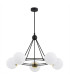 Amalfi Globe Pendant Ceiling 5 Light Opal Matt Black Structure Brass Elements-3