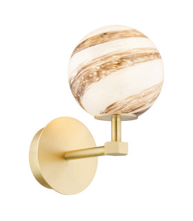 Aruba Wall Lamp White-Brown (Marble Colour) Brushed Brass-1