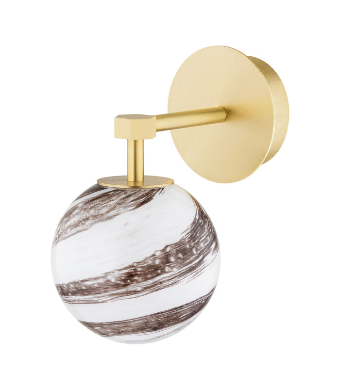 Aruba Wall Lamp White-Brown (Marble Colour) Brushed Brass-4