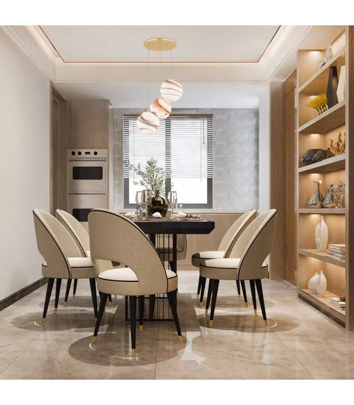 Aruba Cluster Pendant Ceiling 3 Light White-Brown (Marble Colour) Brushed Brass-3