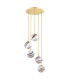 Aruba Cluster Pendant Ceiling 5 Light White-Brown (Marble Colour) Brushed Brass-2