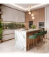 Aruba Cluster Pendant Ceiling 5 Light White-Brown (Marble Colour) Brushed Brass-3